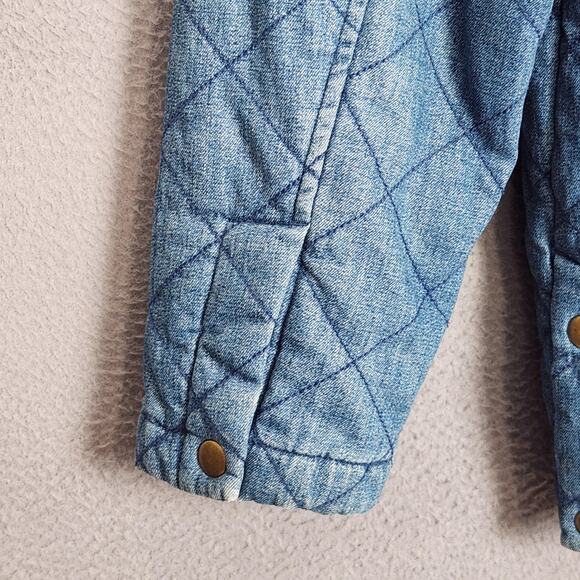 Talbots Jacket Womens Small Blue Quilted Denim Corduroy Collar Lined Barn - Picture 9 of 15